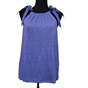 *NWT* J.Crew Blue Bow-tie 100% Linen Tank Top | Size M